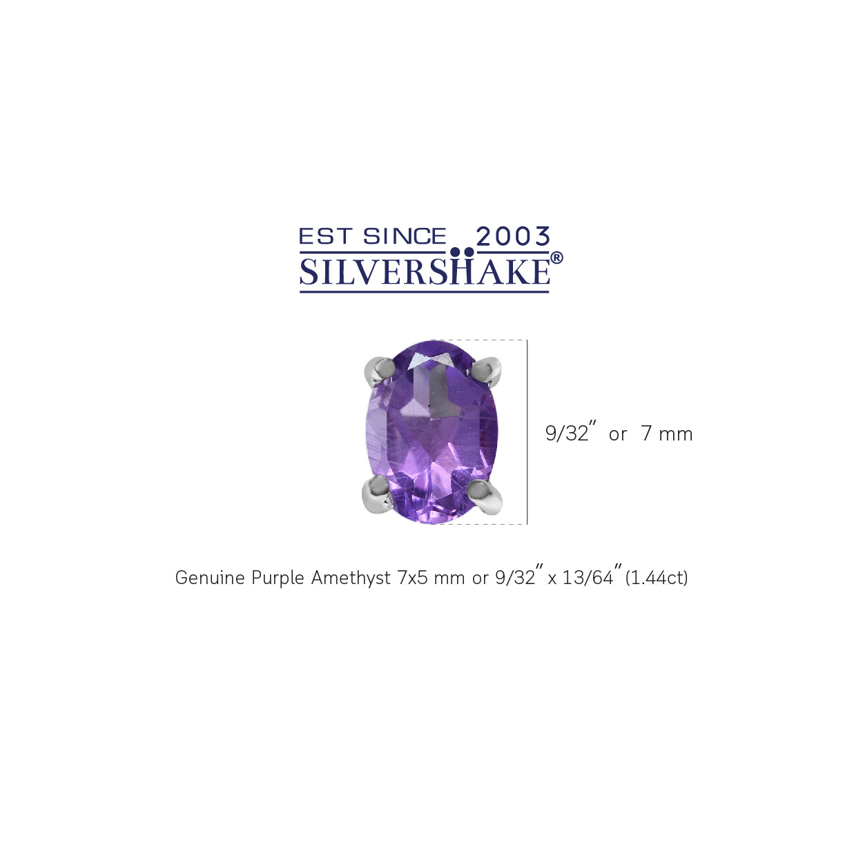 1.44ct. Natural Oval Shape African Amethyst 925 Sterling Silver Stud Earrings - Silvershake-store