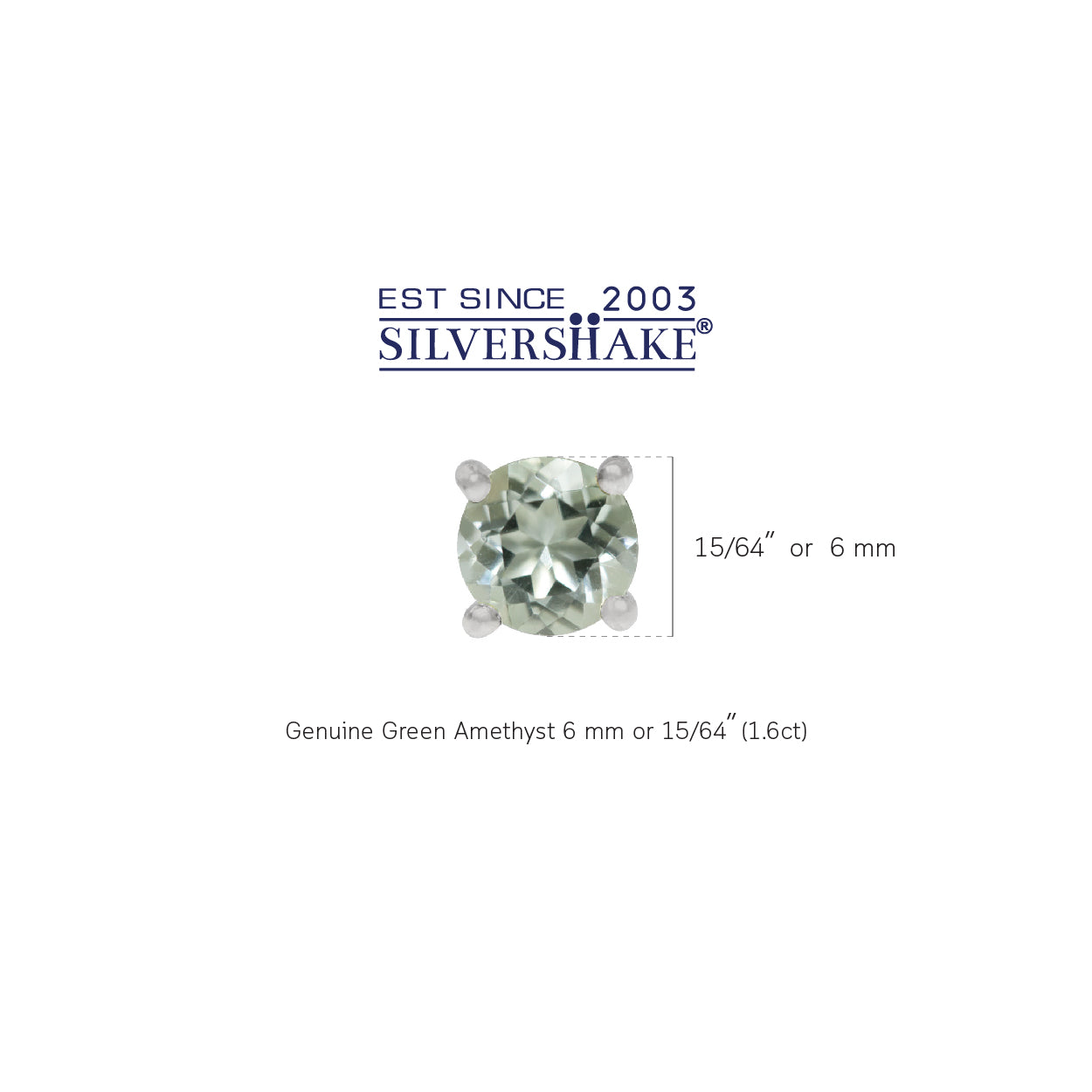 1.6ct. 6MM Natural Round Shape Green Amethyst 925 Sterling Silver Stud Earrings