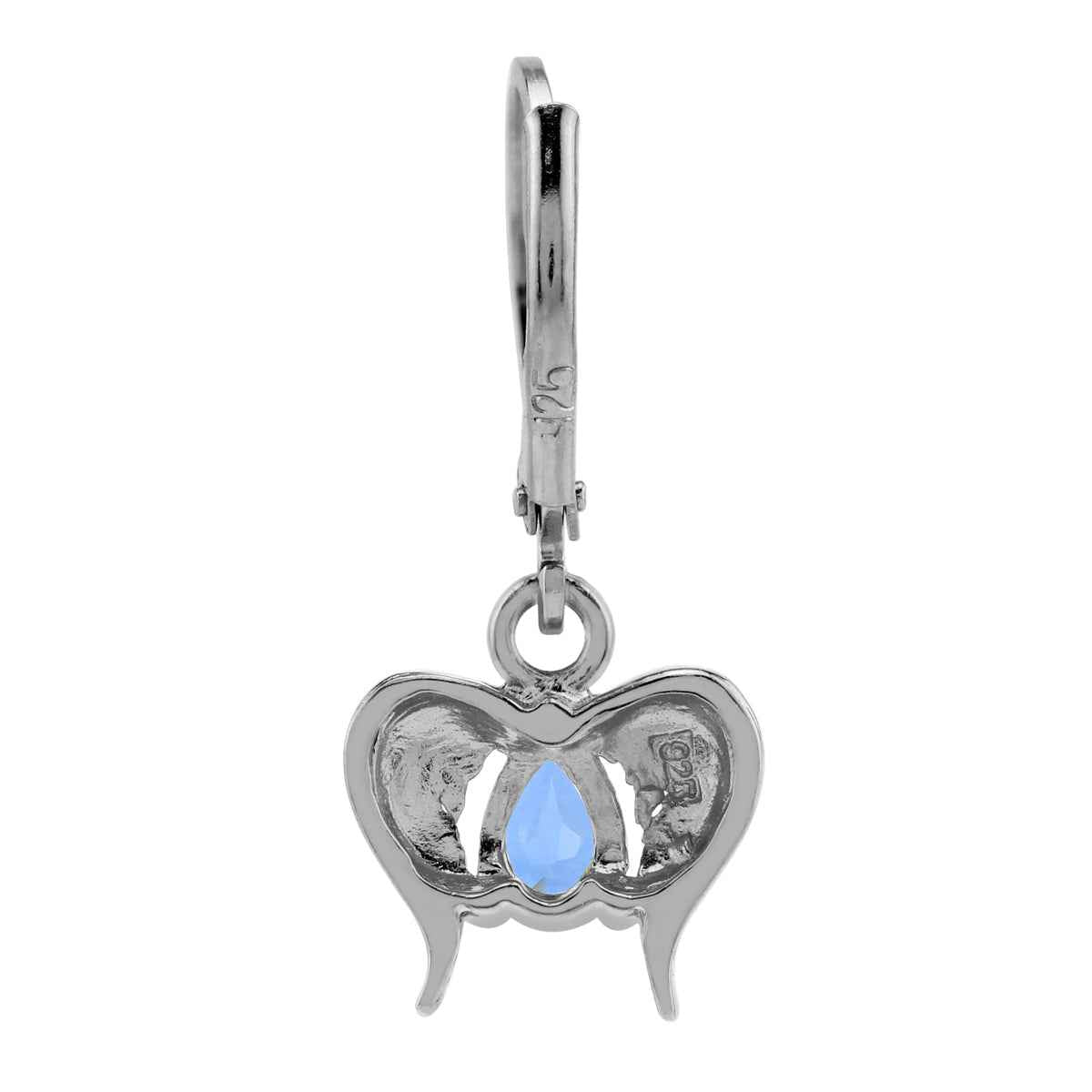 Genuine Tanzanite 925 Sterling Silver Angel Wings Dangle Leverback Earrings