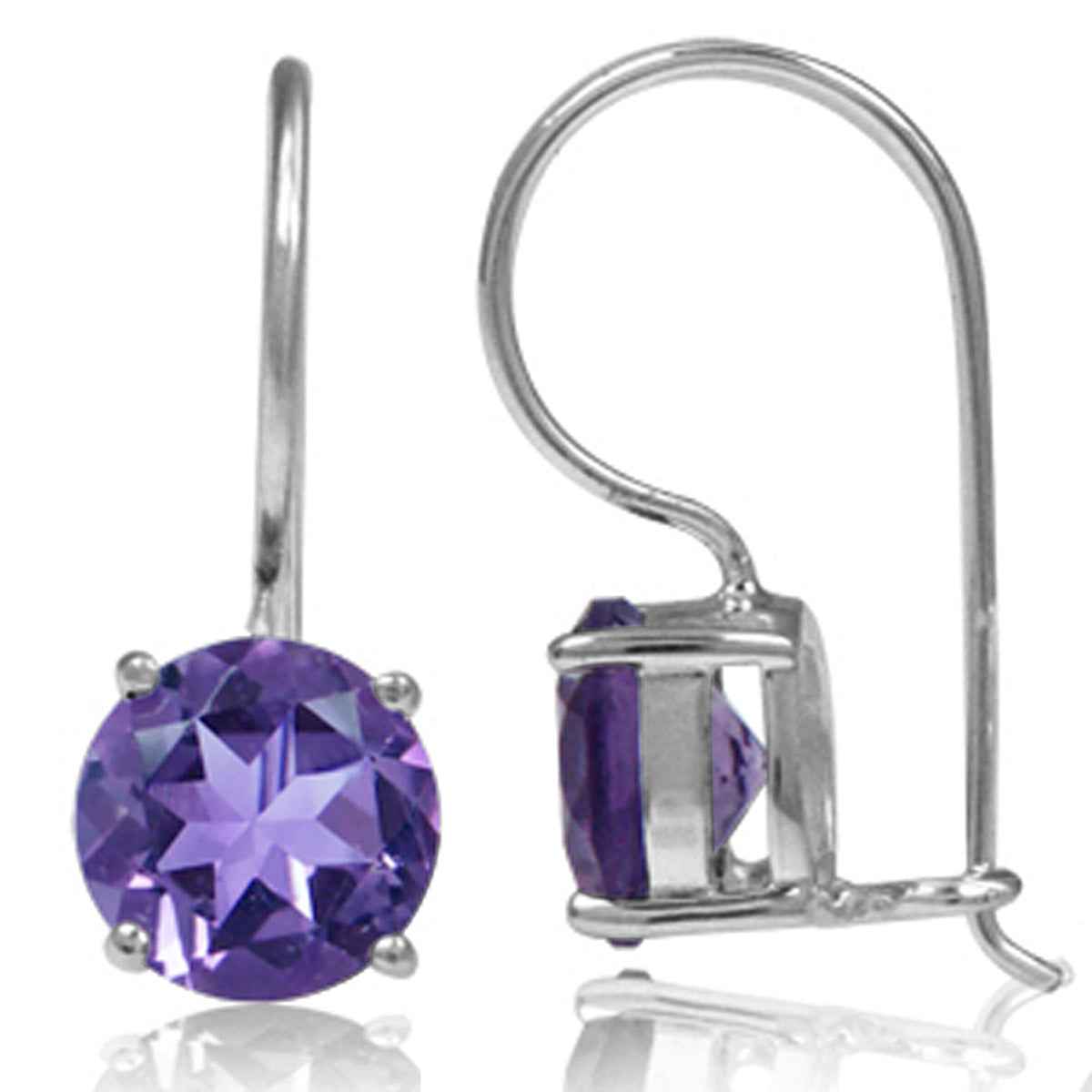3.32ct. Natural Amethyst 925 Sterling Silver Hook Closure Earrings