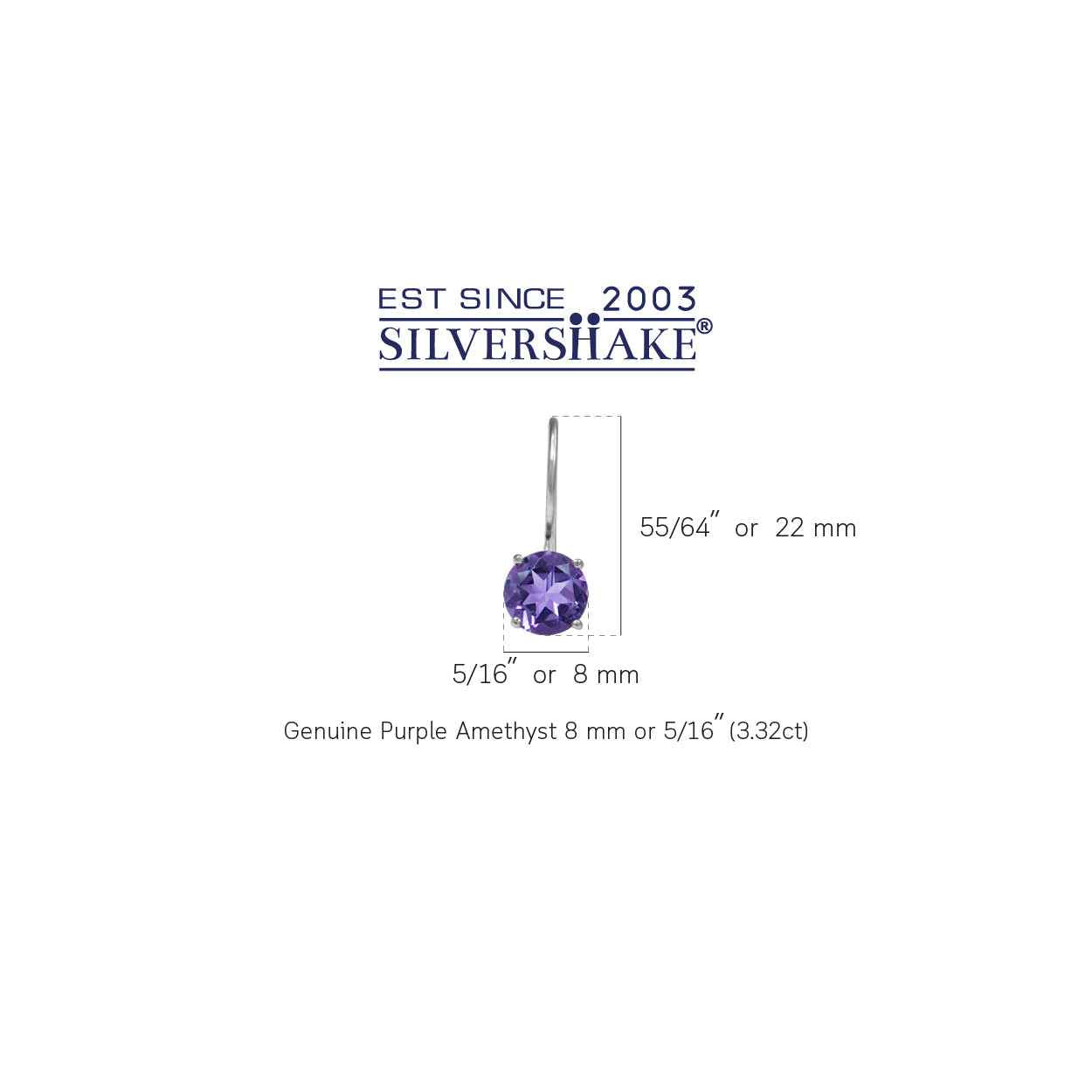 3.32ct. Natural Amethyst 925 Sterling Silver Hook Closure Earrings