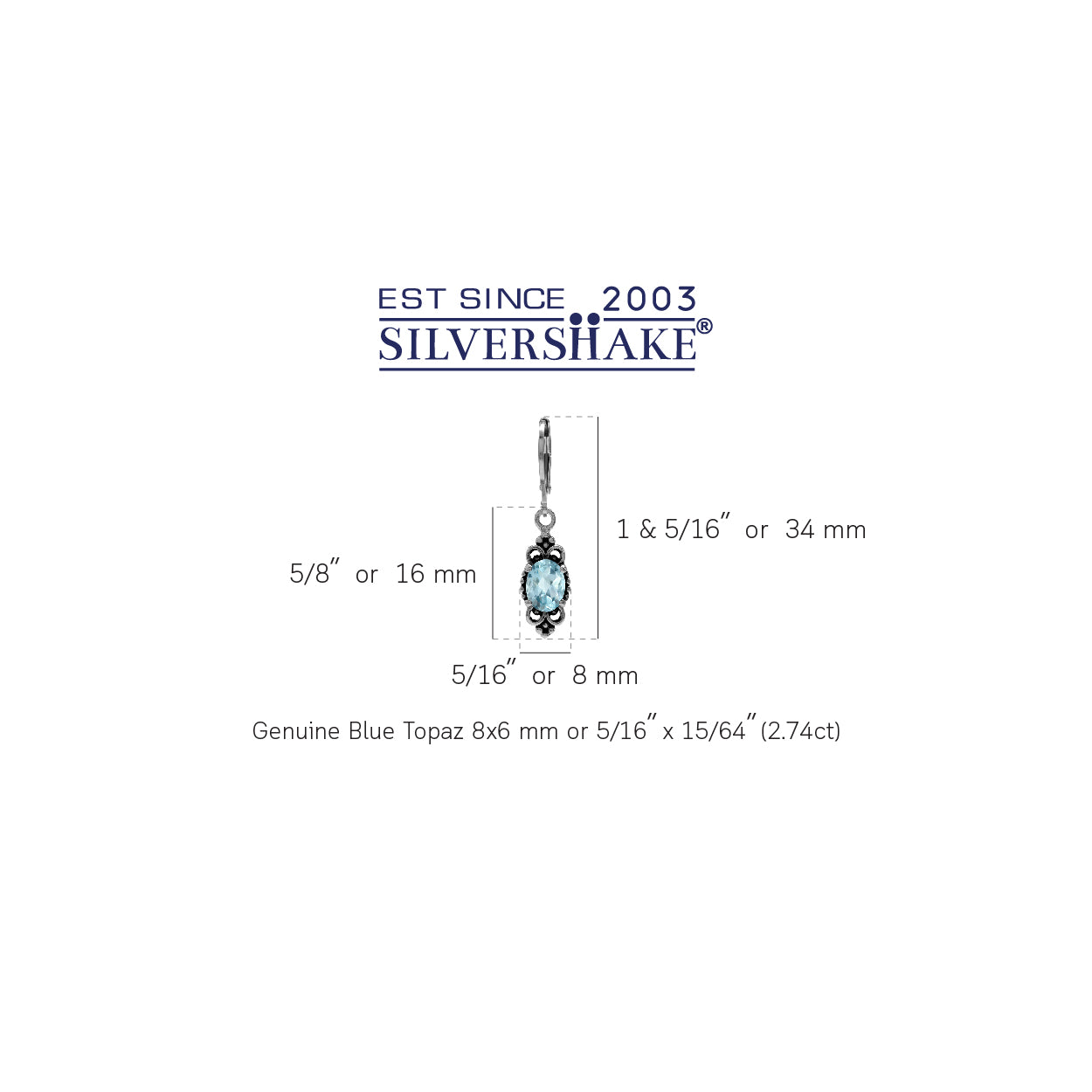 2.74ct. Genuine Blue Topaz 925 Sterling Silver Balinese Style Leverback Dangle Earrings - Silvershake-store