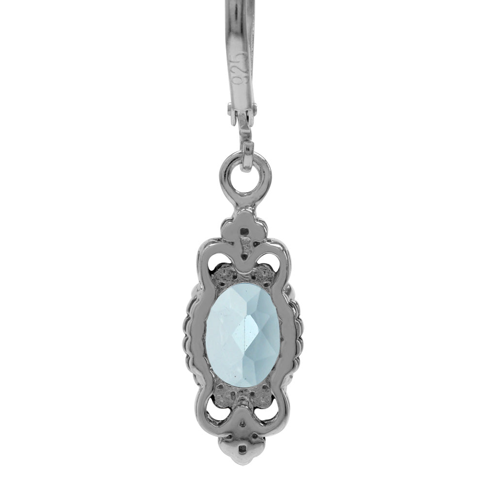 2.74ct. Genuine Blue Topaz 925 Sterling Silver Balinese Style Leverback Dangle Earrings - Silvershake-store