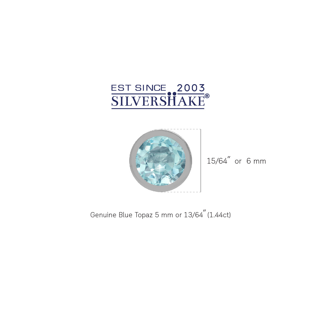 1.44ct. 5mm Genuine Round Shape Blue Topaz 925 Sterling Silver Bezel Set Stud Earrings - Silvershake-store