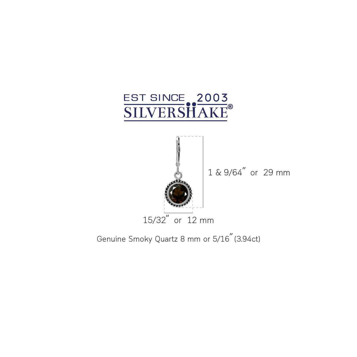 3.94ct. Natural Round Shape Smoky Quartz 925 Sterling Silver Balinese Style Leverback Earrings