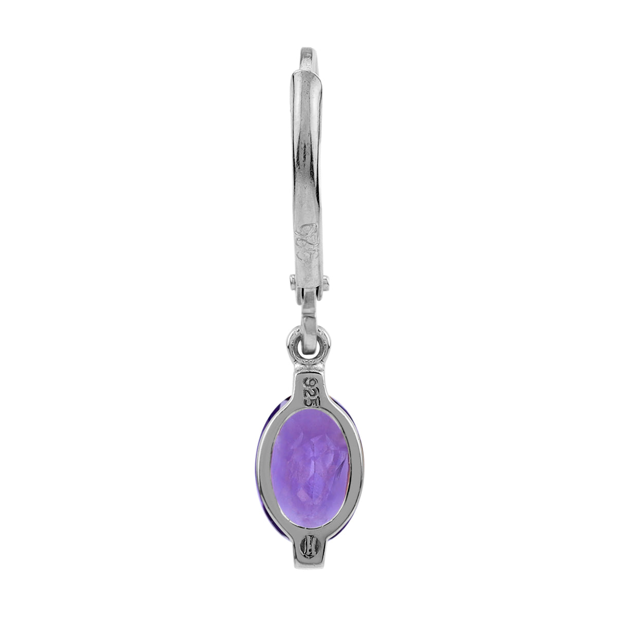 1.44ct. 7x5mm Petite Natural African Amethyst 925 Sterling Silver Leverback Dangle Earrings - Silvershake-store