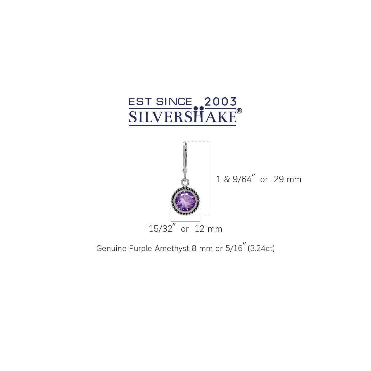 3.24ct. Natural Amethyst 925 Sterling Silver Balinese Style Leverback Dangle Earrings