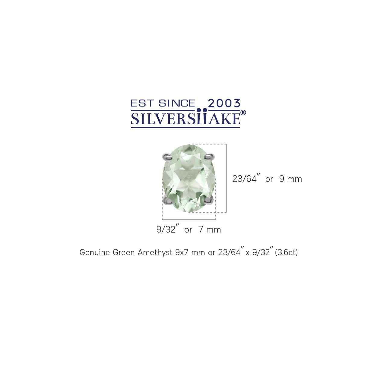 3.6ct. 9x7MM Natural Oval Shape Green Amethyst 925 Sterling Silver Stud Earrings