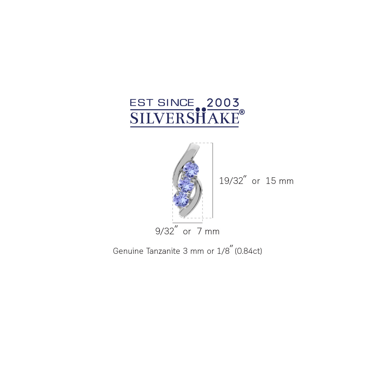 3 Stone Genuine Tanzanite White Gold Plated 925 Sterling Silver Stud Earrings - Silvershake-store