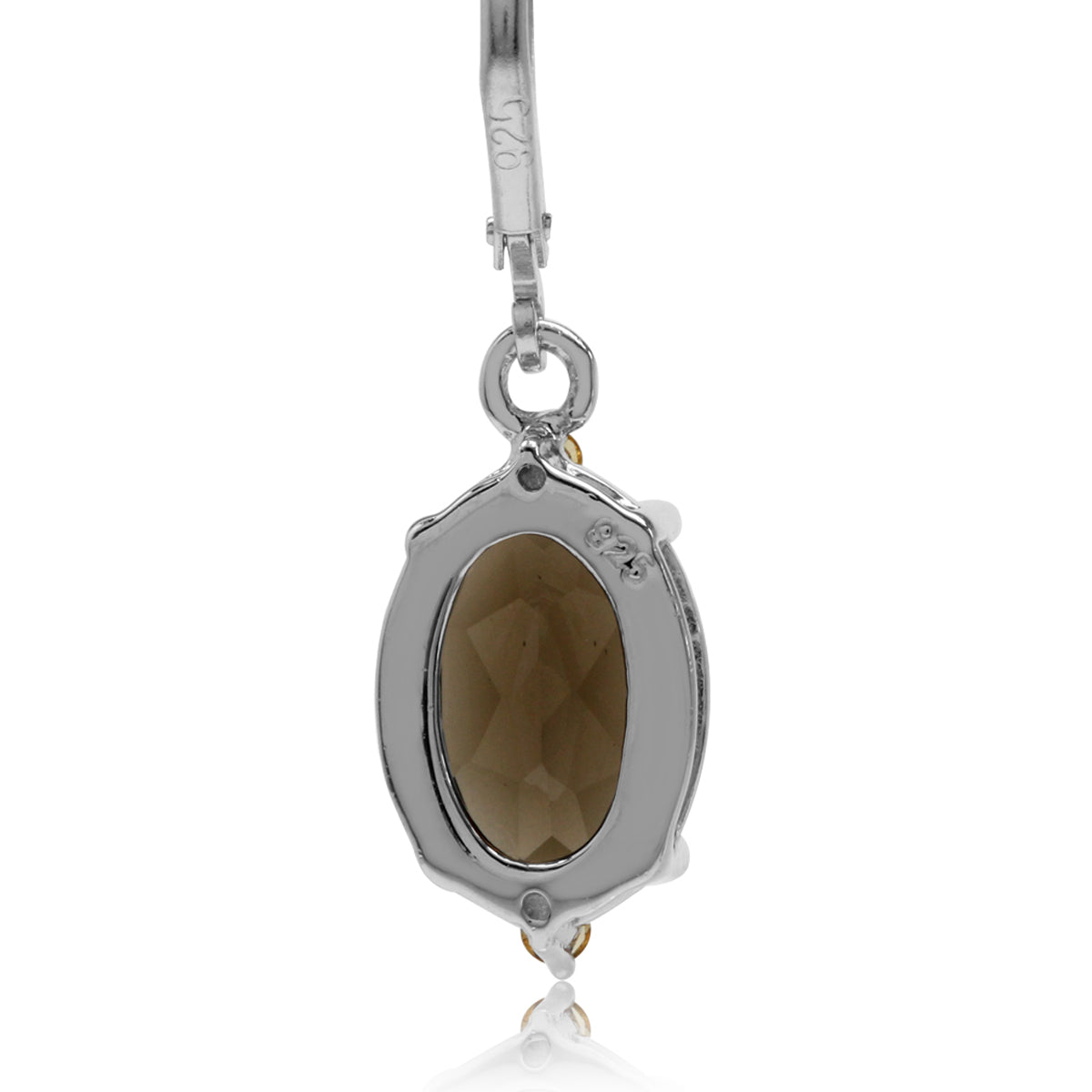 5.44ct. Natural Smoky Quartz and Citrine White Gold Plated 925 Sterling Silver Leverback Earrings