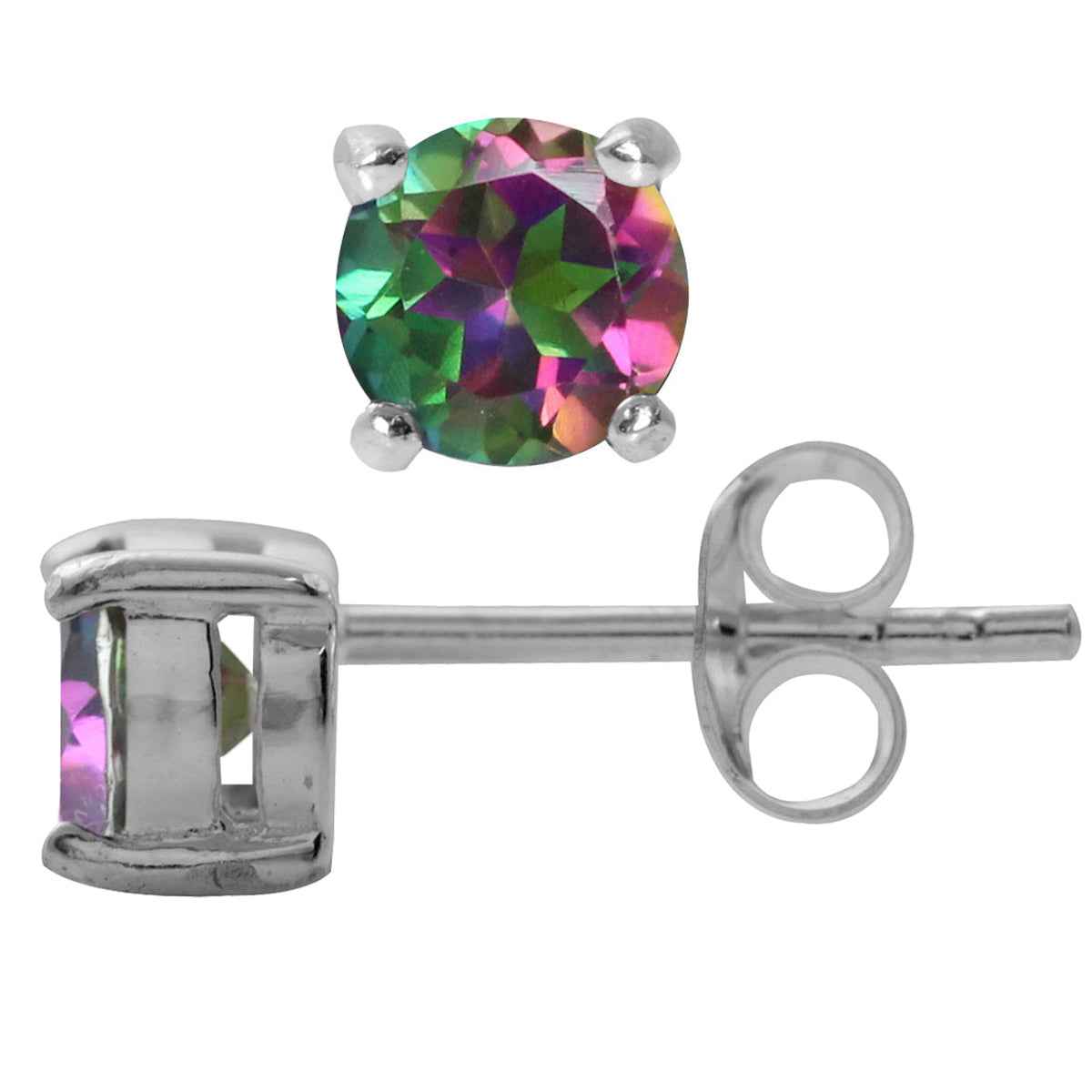 1.26ct. 5MM Petite Round Shape Mystic Fire Topaz 925 Sterling Silver Stud Earrings