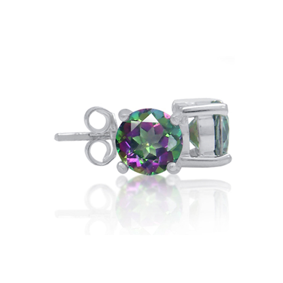 2ct. 6MM Round Shape Mystic Fire Topaz 925 Sterling Silver Stud Earrings