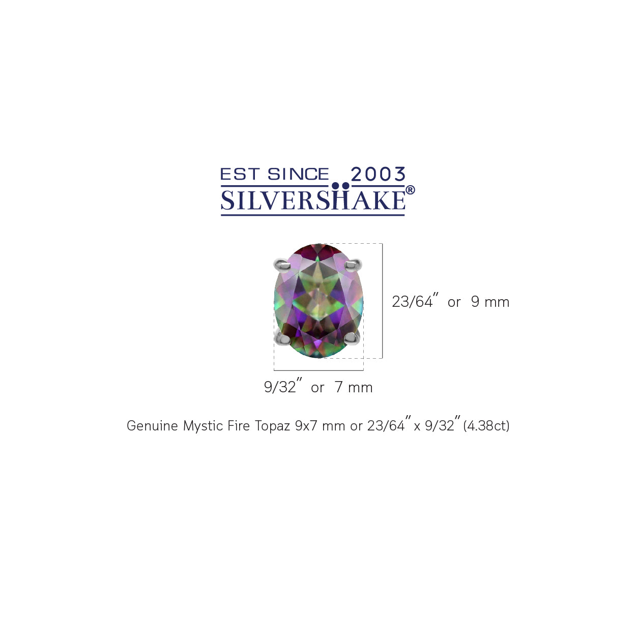 4.38ct. 9x7MM Oval Shape Mystic Fire Topaz White Gold Plated 925 Sterling Silver Stud Earrings