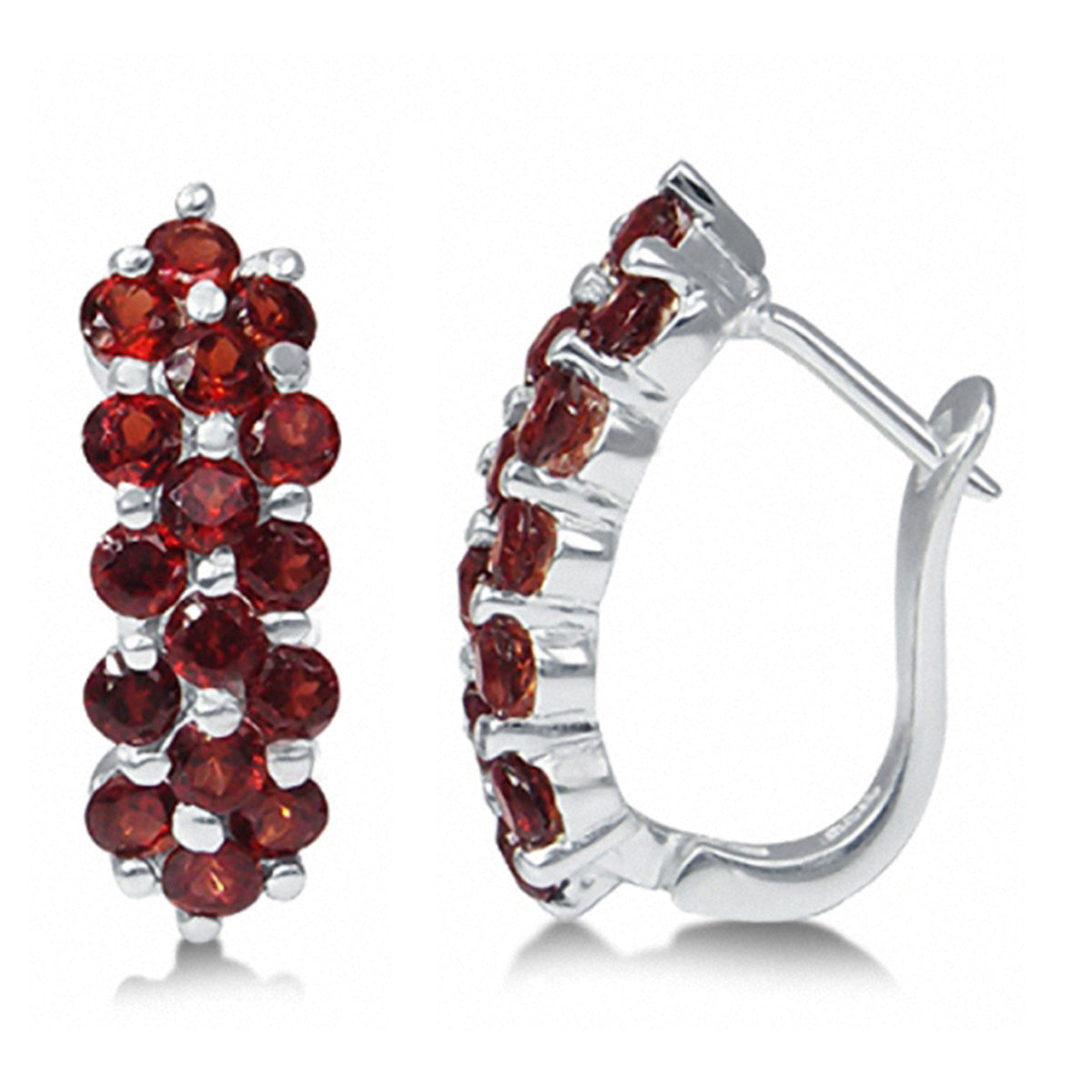 2.88ct. Natural Garnet 925 Sterling Silver Cluster Huggies Earrings