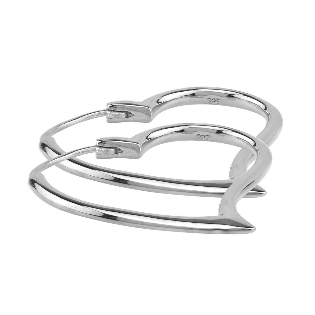White Gold Plated 925 Sterling Silver Heart Shape Hoop Earrings