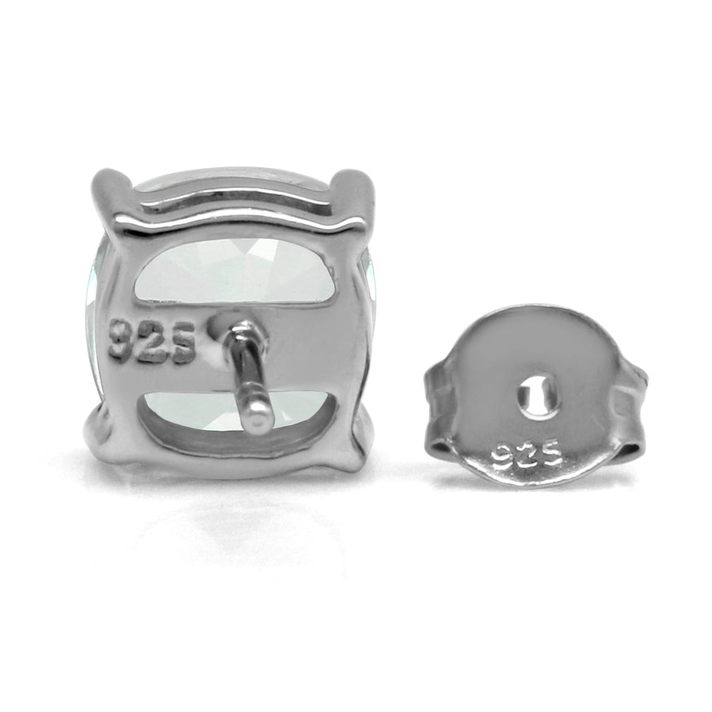3.3ct. 7mm Genuine Cushion Shape White Topaz 925 Sterling Silver Stud Earrings - Silvershake-store