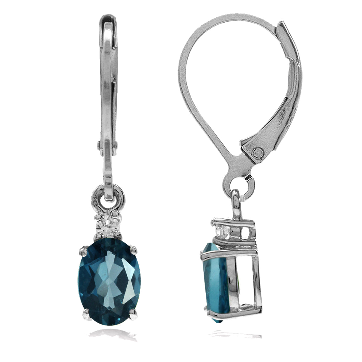 1.88ct. Genuine London Blue Topaz 925 Sterling Silver Leverback Dangle Earrings - Silvershake-store