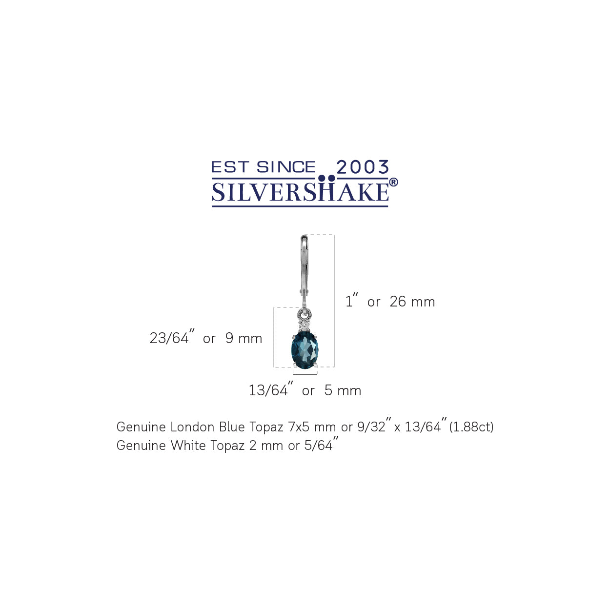 1.88ct. Genuine London Blue Topaz 925 Sterling Silver Leverback Dangle Earrings - Silvershake-store