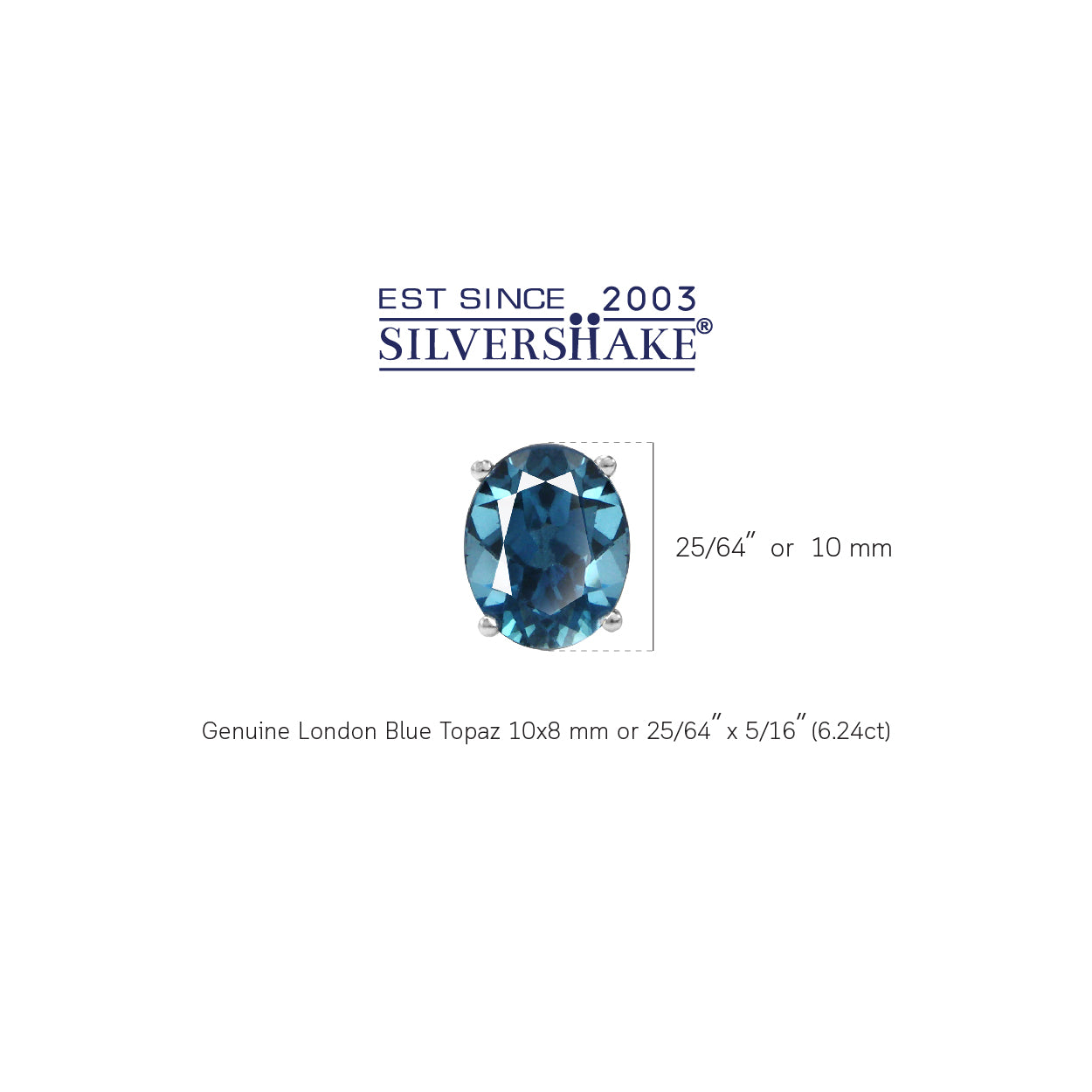 6.24ct. 10x8mm Genuine Oval Shape London Blue Topaz 925 Sterling Silver Stud Earrings - Silvershake-store