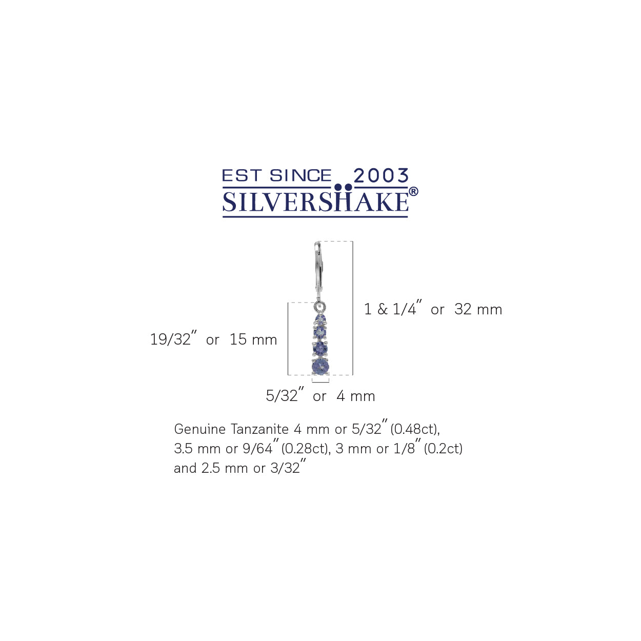 Graduated 1.14ct. Genuine Tanzanite 925 Sterling Silver Leverback Dangle Earrings Jewelry for Women - Silvershake-store