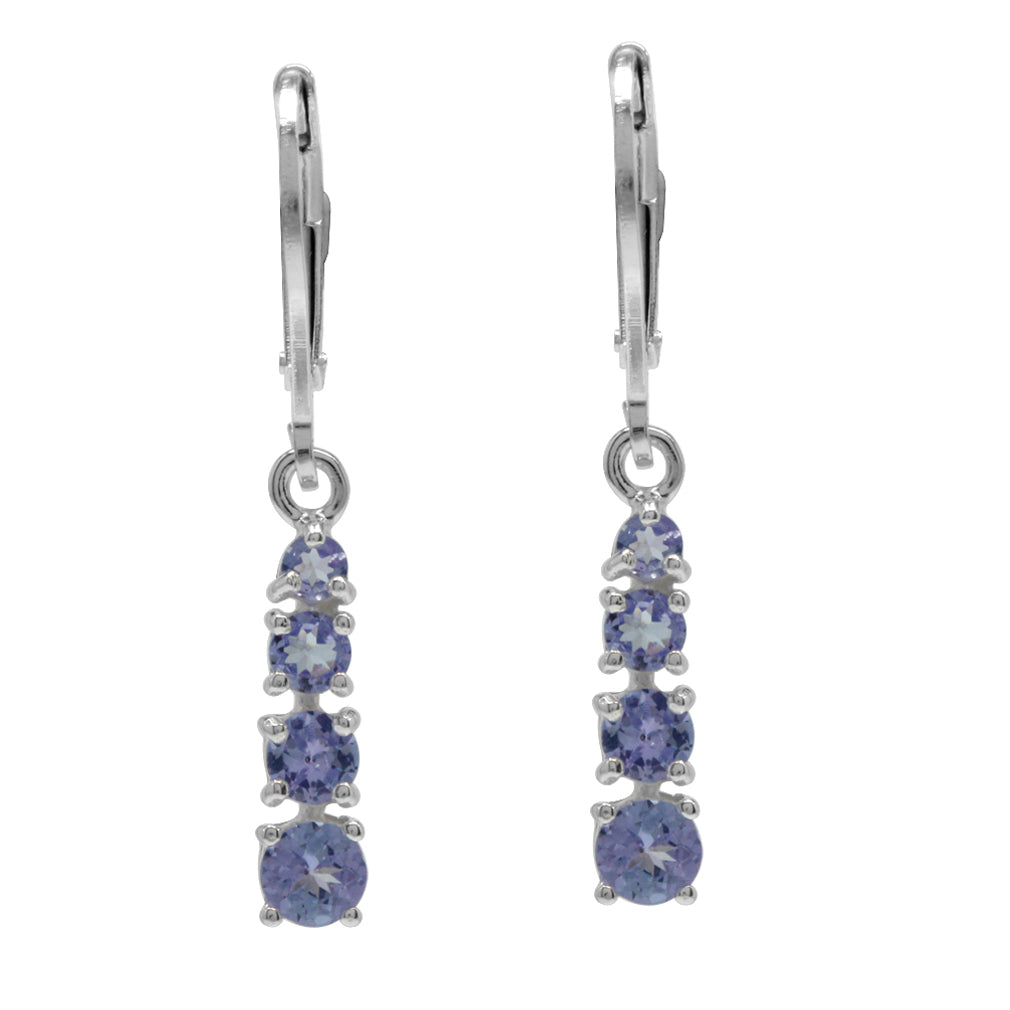 Graduated 1.14ct. Genuine Tanzanite 925 Sterling Silver Leverback Dangle Earrings Jewelry for Women - Silvershake-store