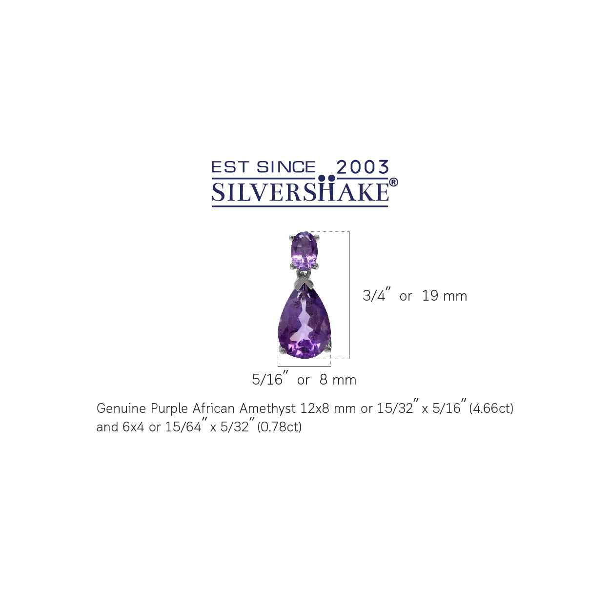 5.44ct. 12x8mm Natural Pear Shape African Amethyst 925 Sterling Silver Drop Dangle Post Earrings