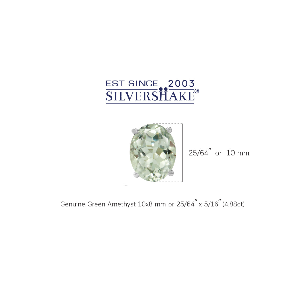 4.88ct. 10x8mm Natural Oval Shape Green Amethyst 925 Sterling Silver Stud Earrings - Silvershake-store