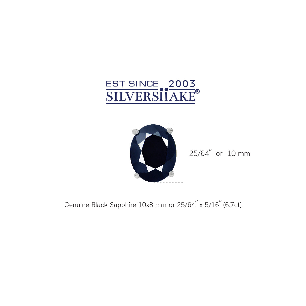 6.7ct. 10x8mm Natural Oval Shape Black Sapphire White Gold Plated 925 Sterling Silver Stud Earrings - Silvershake-store