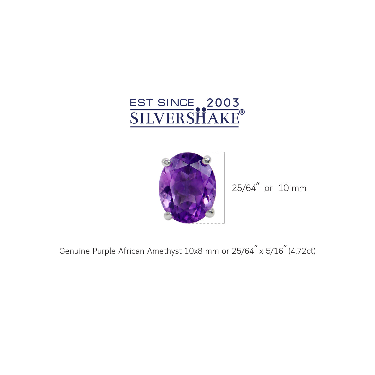 4.72ct. 10x8mm Genuine Oval Shape African Amethyst 925 Sterling Silver Stud Earrings - Silvershake-store