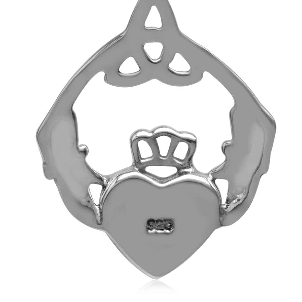 White Mother of Pearl 925 Sterling Silver Triquetra Celtic Knot Claddagh Dangle Hook Earrings