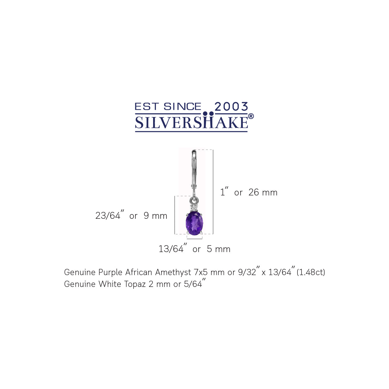 Petite 1.48ct. Genuine African Amethyst and White Topaz 925 Sterling Silver Leverback Earrings - Silvershake-store