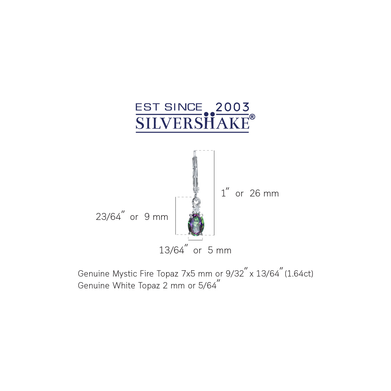 1.64ct. 7x5mm Oval Shape Mystic Fire Topaz White Gold Plated 925 Sterling Silver Leverback Dangle Earrings - Silvershake-store