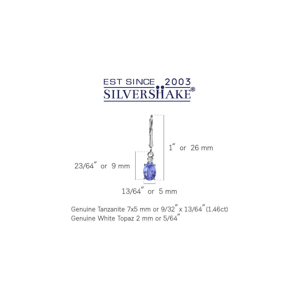 1.46ct. Genuine Tanzanite and White Topaz 925 Sterling Silver Leverback Earrings - Silvershake-store