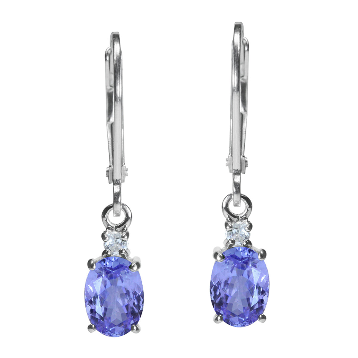 1.46ct. Genuine Tanzanite and White Topaz 925 Sterling Silver Leverback Earrings - Silvershake-store