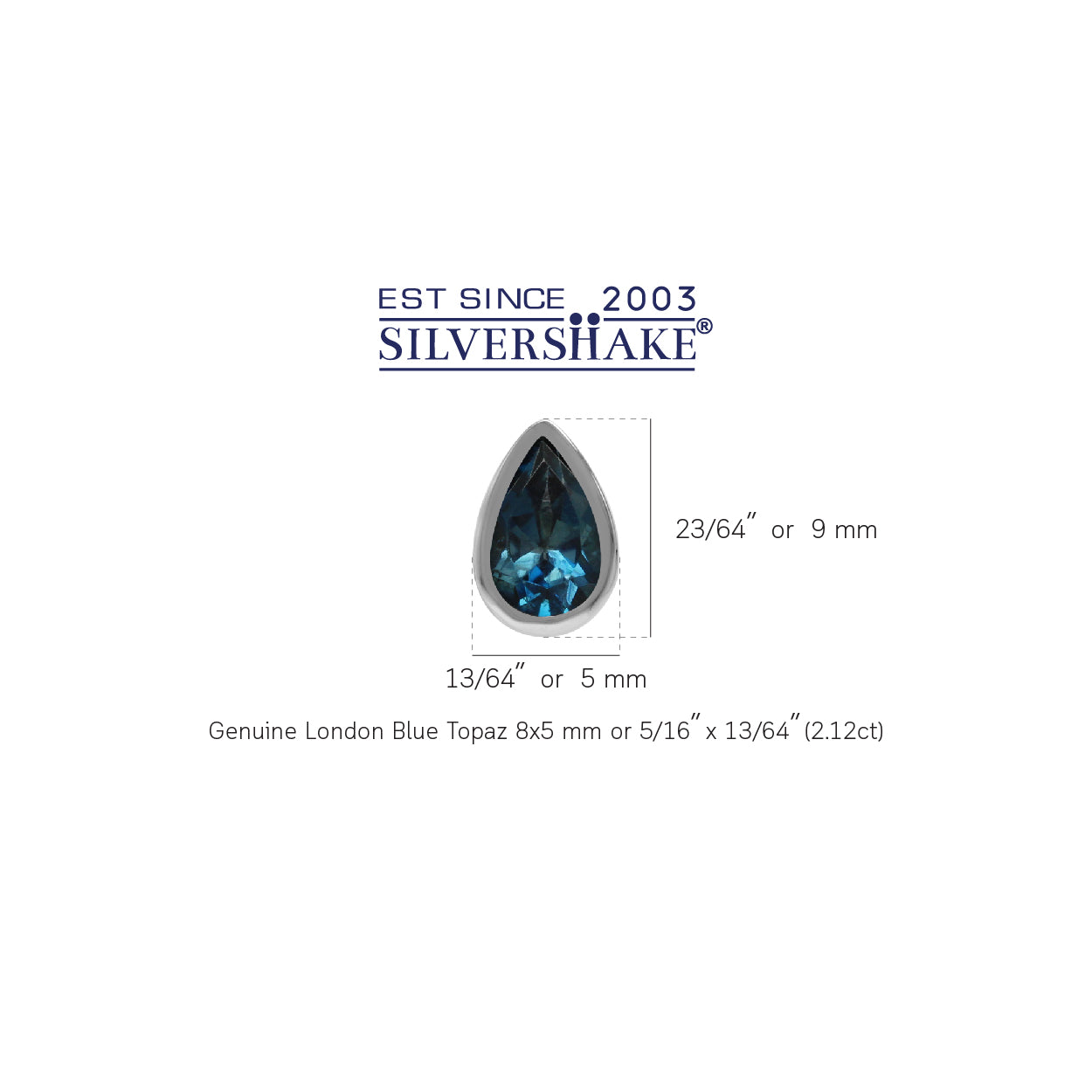 2.12ct. 8x5mm Genuine Pear Shape London Blue Topaz 925 Sterling Silver Stud Earrings - Silvershake-store