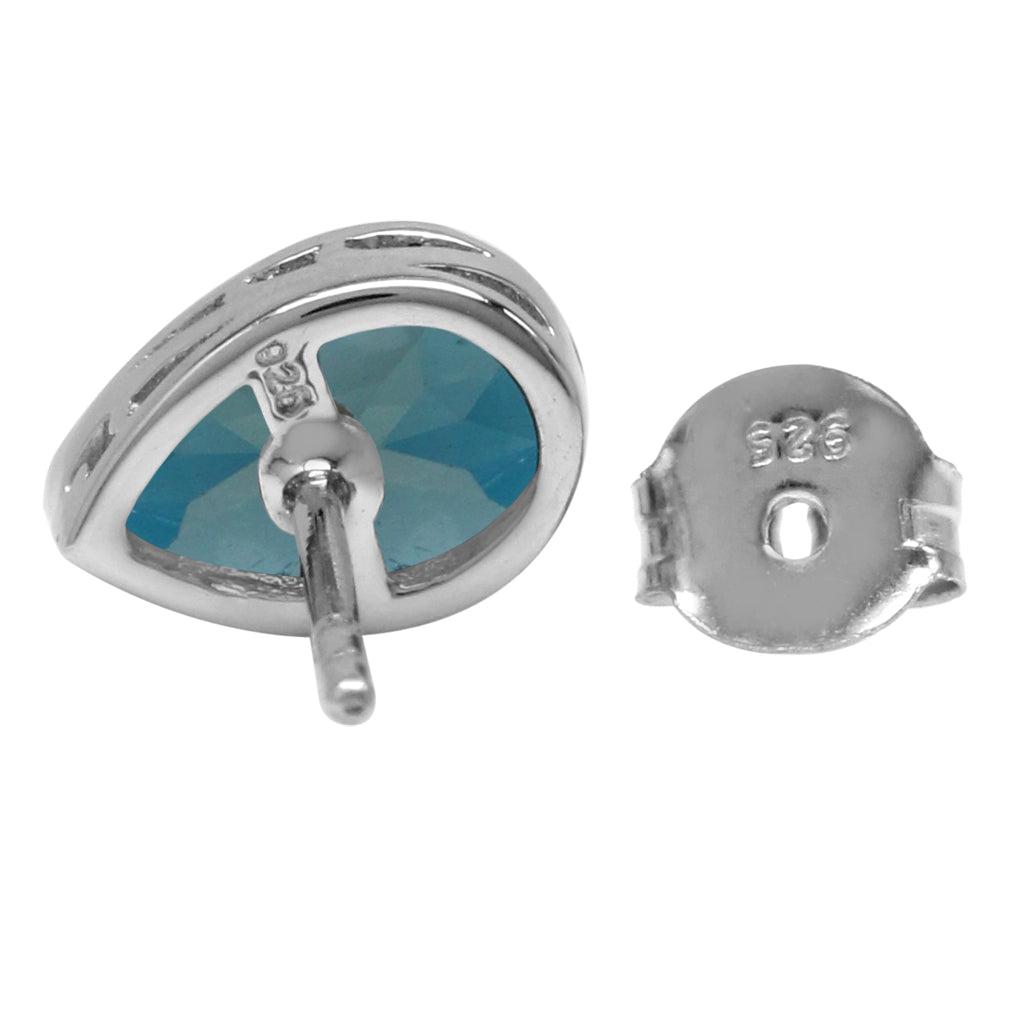 2.12ct. 8x5mm Genuine Pear Shape London Blue Topaz 925 Sterling Silver Stud Earrings - Silvershake-store