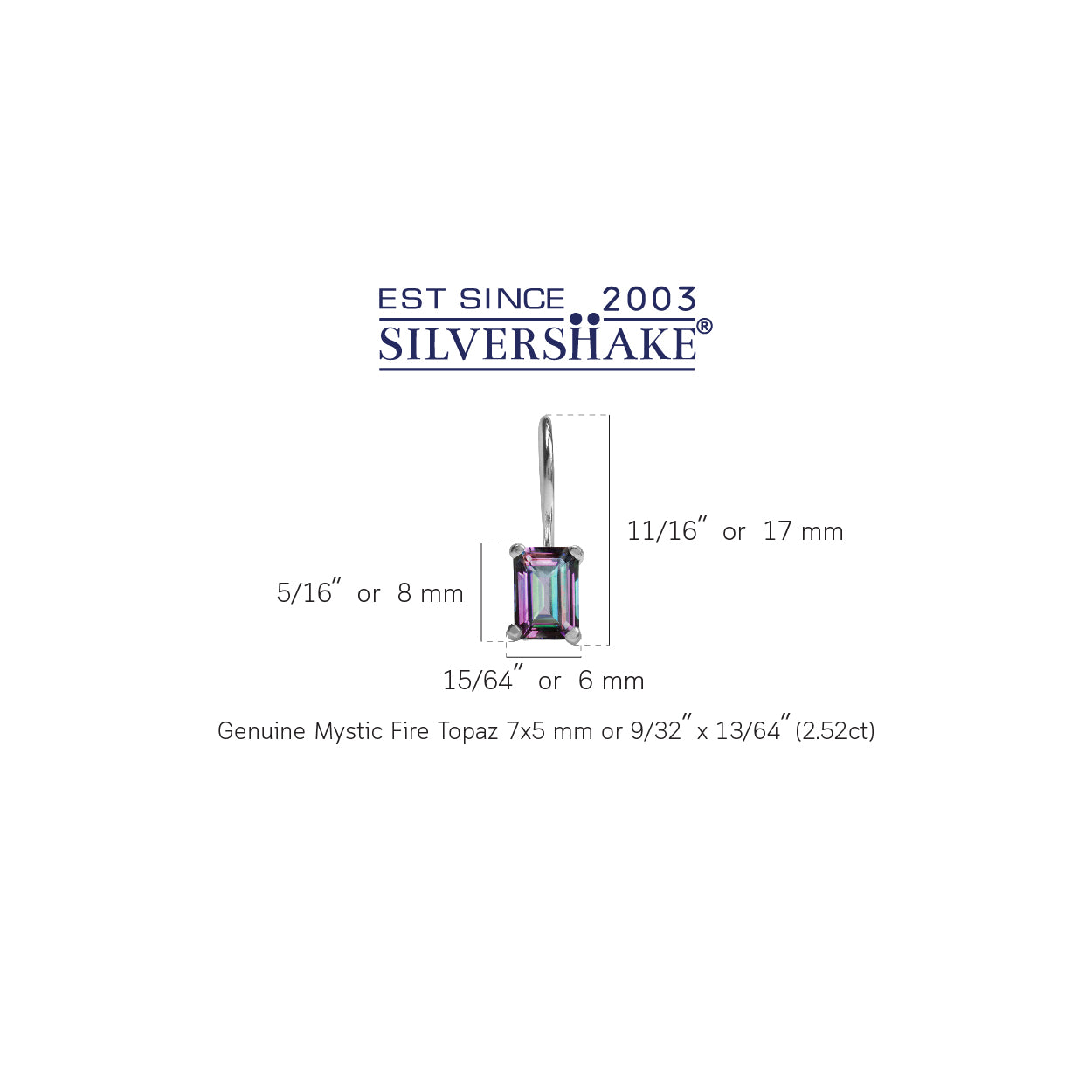 2.52ct. 7x5mm Octagon Shape Mystic Fire Topaz 925 Sterling Silver Hook Closure Earrings - Silvershake-store