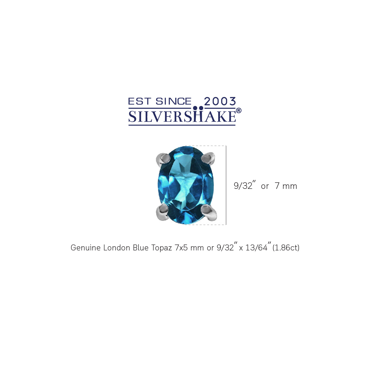 1.86ct. 7x5mm Genuine Oval Shape London Blue Topaz 925 Sterling Silver Stud Earrings - Silvershake-store
