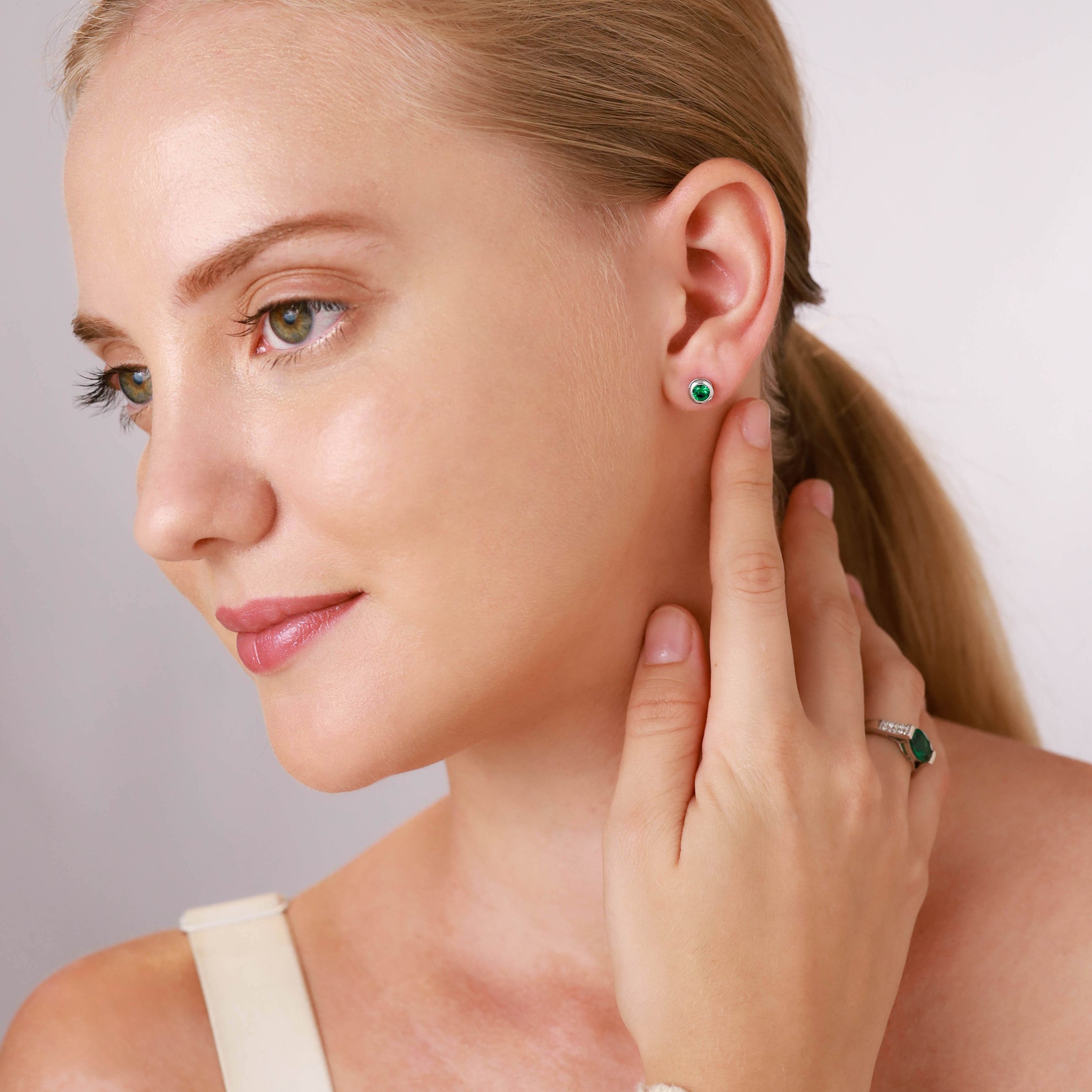 1.08ct. Genuine Tanzanite White Gold Plated 925 Sterling Silver Stud Earrings - Silvershake-store