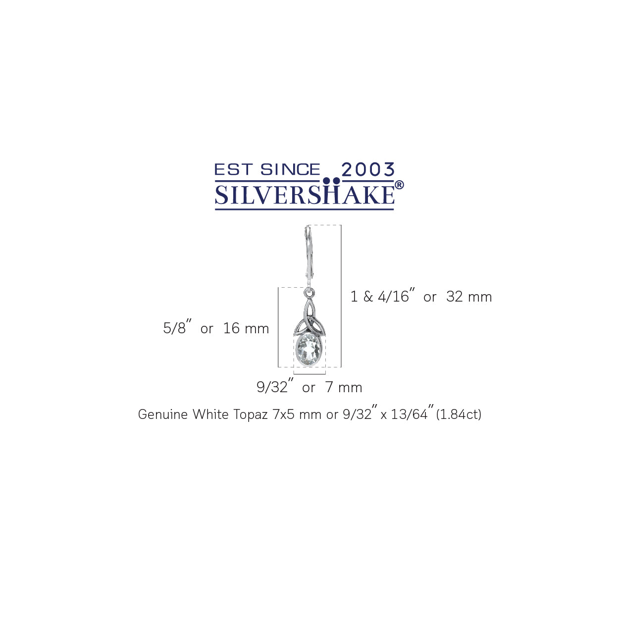 1.84ct. Genuine White Topaz 925 Sterling Silver Triquetra Celtic Knot Leverback Earrings - Silvershake-store
