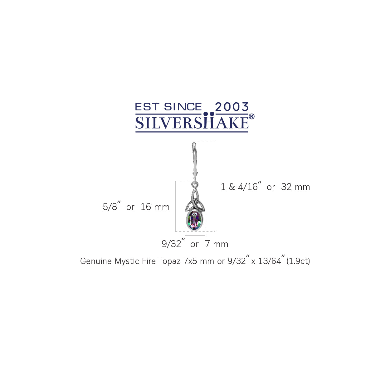 1.9ct. Mystic Fire Topaz 925 Sterling Silver Triquetra Celtic Knot Leverback Earrings - Silvershake-store