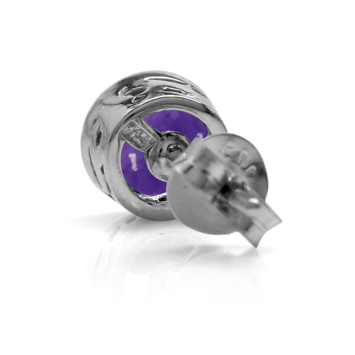 5mm Petite Natural Round Shape African Amethyst 925 Sterling Silver Filigree Stud Earrings - Silvershake-store