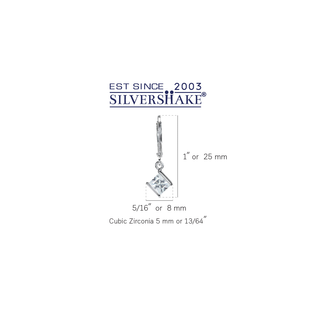 5mm White Cubic Zirconia 925 Sterling Silver Leverback Dangle Earrings - Silvershake-store