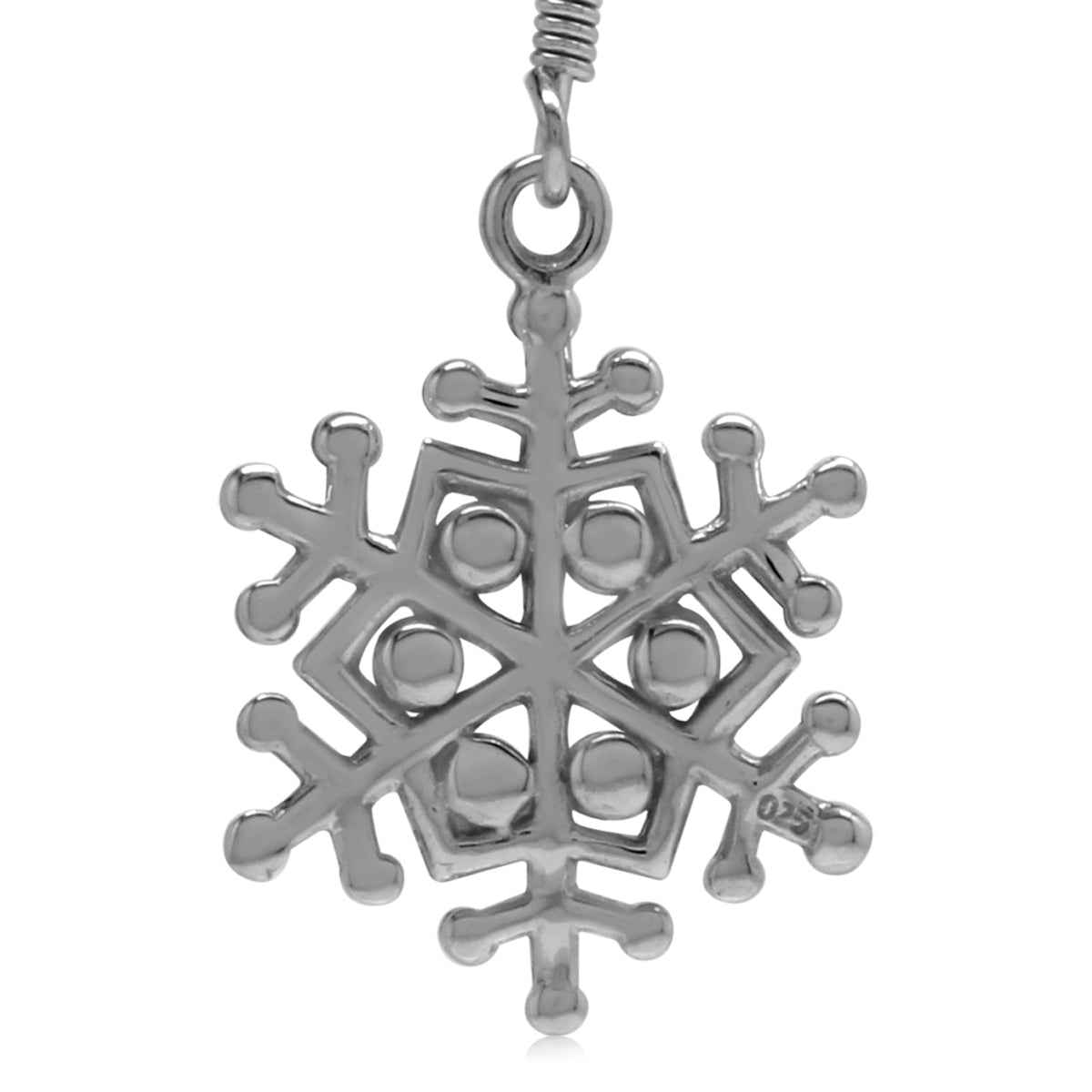 16mmx14mm 925 Sterling Silver Snowflake Dangle Hook Earrings