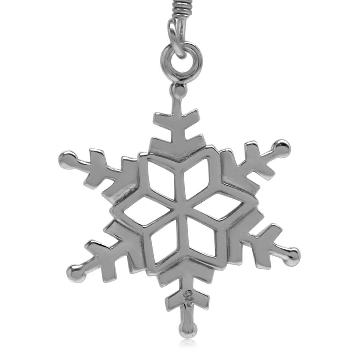 18mmx16mm 925 Sterling Silver Snowflake Dangle Hook Earrings