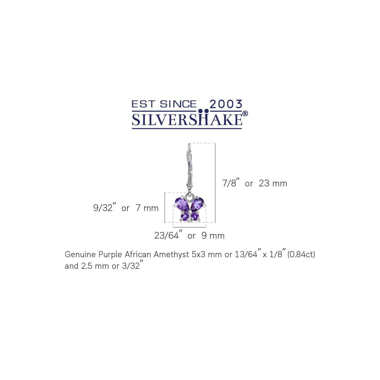 1.08ct. Petite Natural African Amethyst 925 Sterling Silver Butterfly Leverback Dangle Earrings