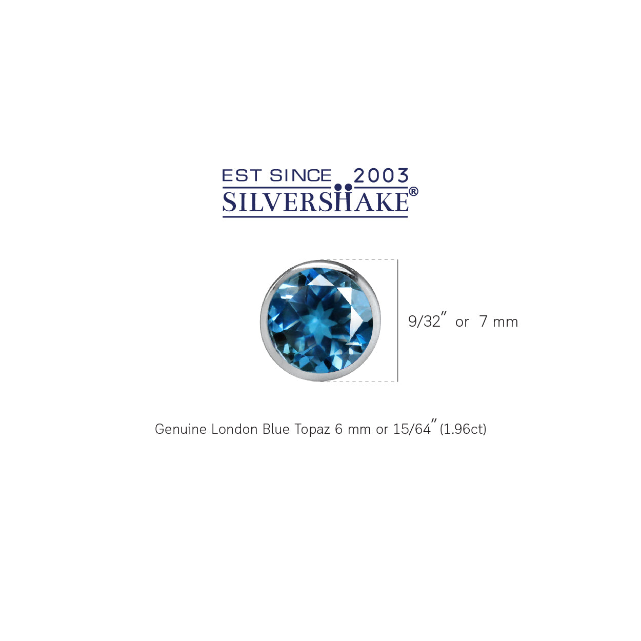1.96ct. 6mm Genuine Round Shape London Blue Topaz 925 Sterling Silver Stud Earrings - Silvershake-store