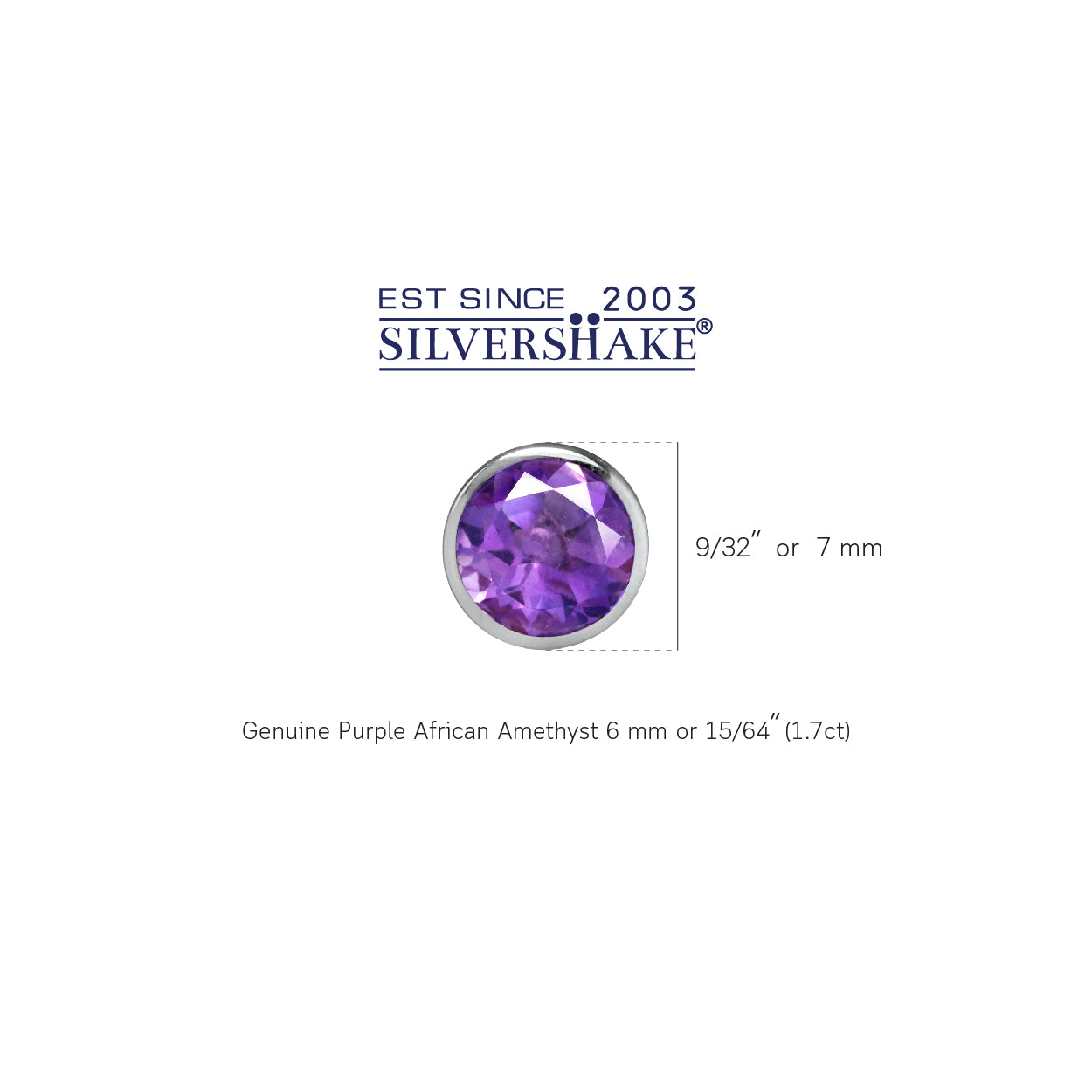 1.7ct. 6mm Natural Round Shape African Amethyst White Gold Plated 925 Sterling Silver Stud Earrings - Silvershake-store