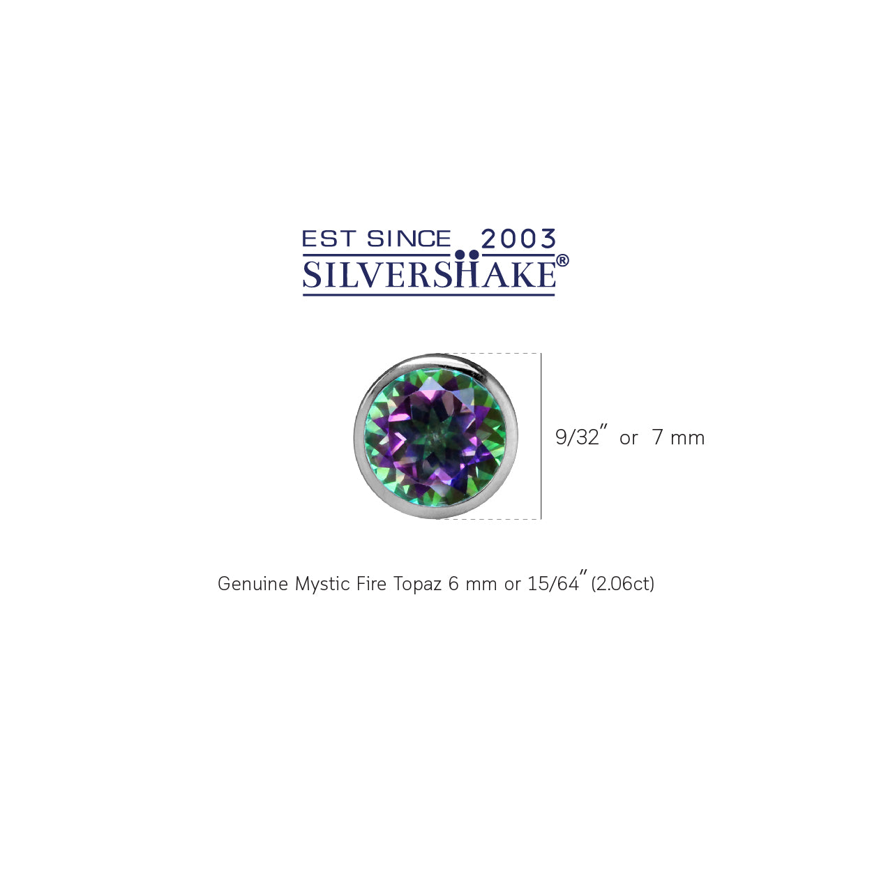 2.06ct. 6mm Round Shape Mystic Fire Topaz White Gold Plated 925 Sterling Silver Stud Earrings - Silvershake-store