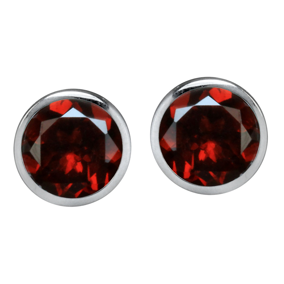 1.84ct. 6mm Natural January Birthstone Garnet 925 Sterling Silver Stud Earrings - Silvershake-store